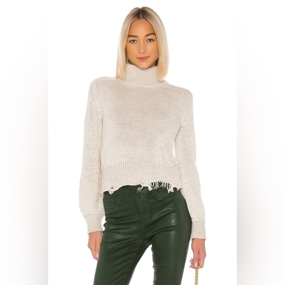 Lovers + Friends Sweaters - Lovers & Friends GRANITE SWEATER Wool Blend Knit Distressed Color Stone Size S